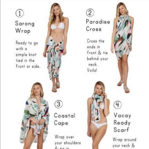 Subtle Luxury Birds of Paradise Pareo Sarong NWT - Picture 12 of 13